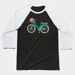 Turquoise bicycle and Peonies Baseball T-Shirt